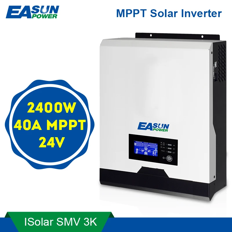 

EASUN POWER 2400W Solar Inverter 220V 40A MPPT 3Kva Pure Sine Wave Inverter 50Hz 60HZ Off Grid Inverter 24V Battery Charger