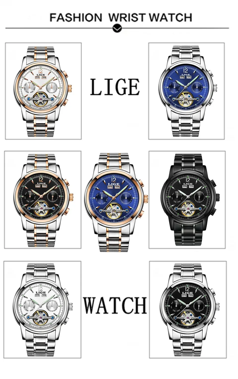 Мужские часы Роскошные Лидирующий бренд LIGE tourbillon механические Спортивные часы для мужчин s модные деловые мужские автоматические часы Relogio Masculin