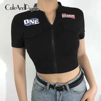 

2019 New Basic Print Gothic T Shirt Short Sleeve Harajuku Woman T-shirt Black Ladies Streetwear Top Tees Summer Cuteandpsycho