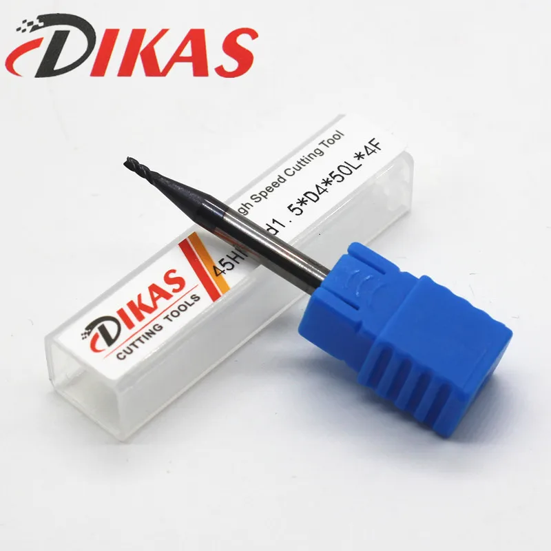 Dikas45HRC d1.5 * D4 50L 4F материал твердосплавная квадратная фреза с плоскими концами 4
