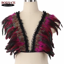 Розовые красные перьевые эполеты бюстгальтер накидка на плечи крылья BurningMan фестиваль танцевальная одежда в стиле рейв стимпанк Готическая нательная обвязка нижнее белье