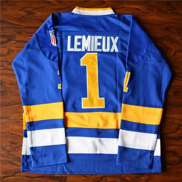 

Custom Design DIY Ice Hockey Jersey Denis Lemieux #1 Slap Shot Charlestown Movie Sweater Men Women Youth Kids Embroidered Stitch
