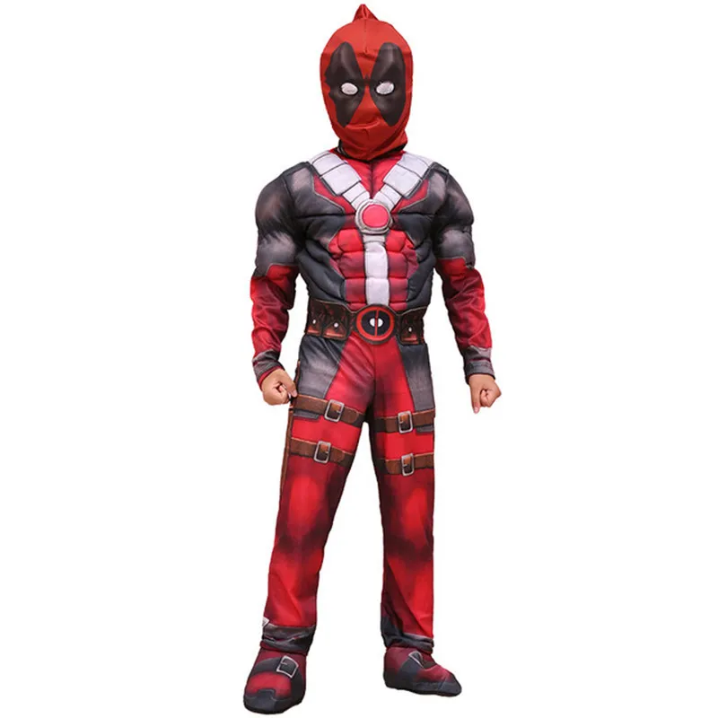 

Movie Deadpool Cosplay Costumes Children Marvel Deadpool Wade Wilson Muscle Costumes Kids Children's Birthday Purim Party Gift