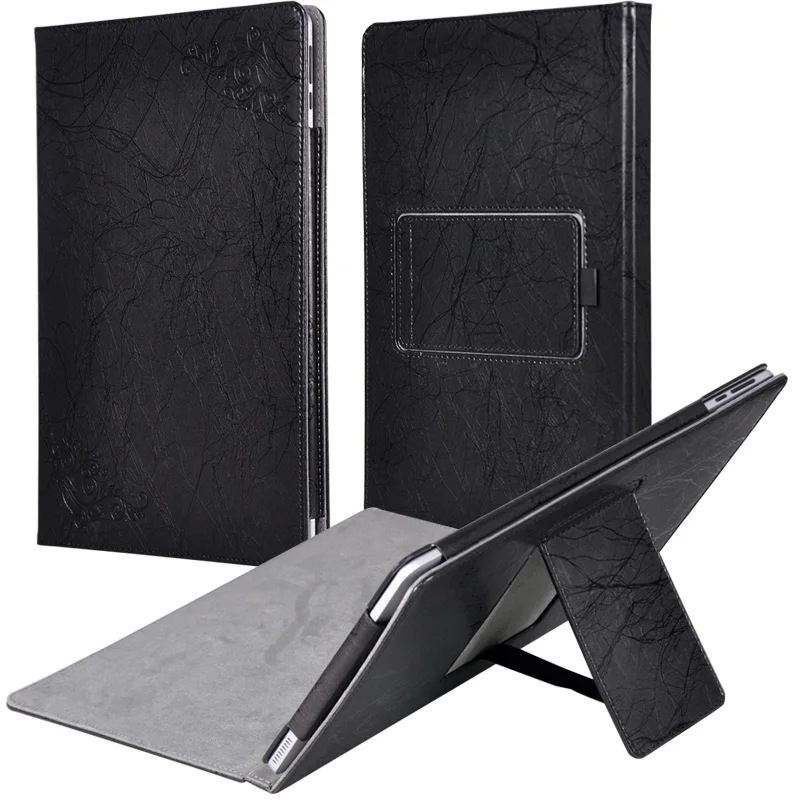 Роскошный чехол-книжка с цветочным принтом, защитный чехол из искусственной кожи для перемычки EZpad 6 11,", защитный чехол для планшета - Цвет: Черный