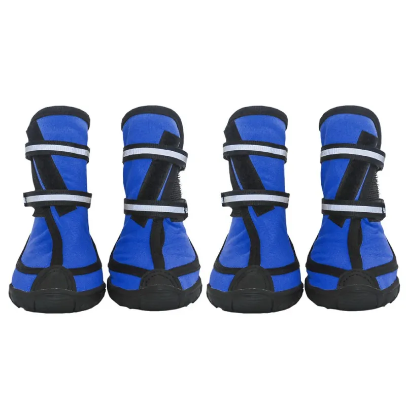 4 шт./лот; обувь для собак; уличная спортивная защита от дождя и снега; водонепроницаемые Нескользящие резиновые ботинки для собак; обувь для щенков - Цвет: Синий