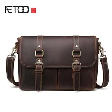 AETOO европейский и американский стиль crazy horse кожаный портфель мужской из натуральной кожи деловая сумка-мессенджер винтажная
