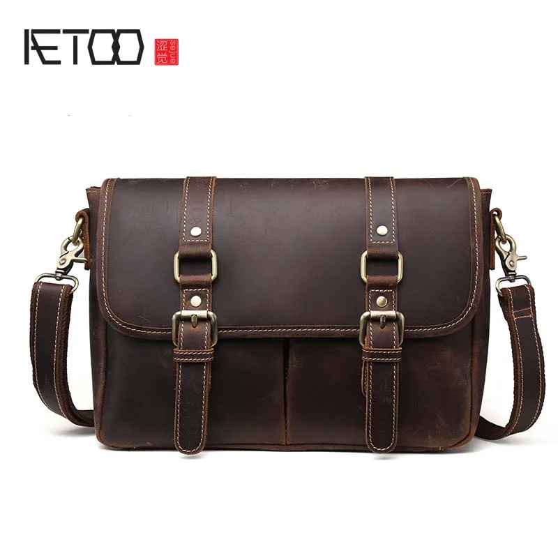 

AETOO New Europe and the United States style crazy horse leather briefcase men genuine leather business messenger bag vintage