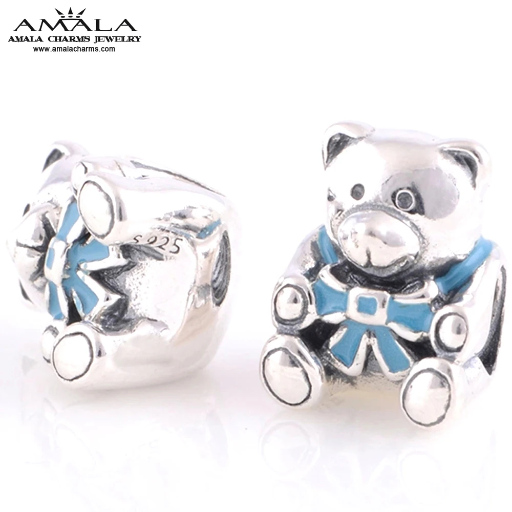 Fit For Pandora Bracelet Charms Sterling Silver 925 BABY BOY TEDDY BEAR