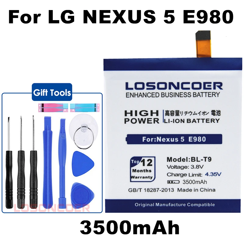 LOSONCOER 3500 мАч BL T9 батарея для LG Nexus 5 Google D820 D821 Nexus5 E980 G телефон|Аккумуляторы