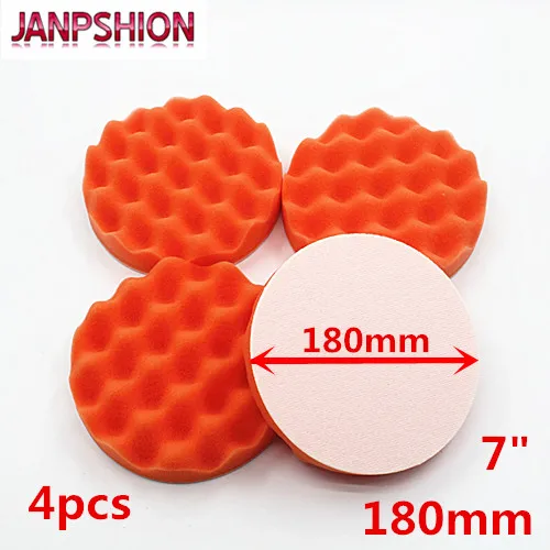 

JANPSHION 4PC 180mm wave sponge Car Polisher Buffer pads Gross Polishing Buffing Pad 7" Clean waxing Auto paint maintenance care