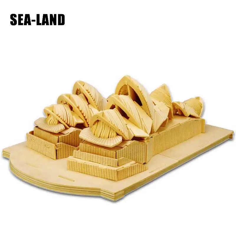 

Kids Toys Wooden 3D Puzzle For Children Sydney Opera House High Quality Montessori Educationaly Diy Toy A Gift For Kids Or Adult