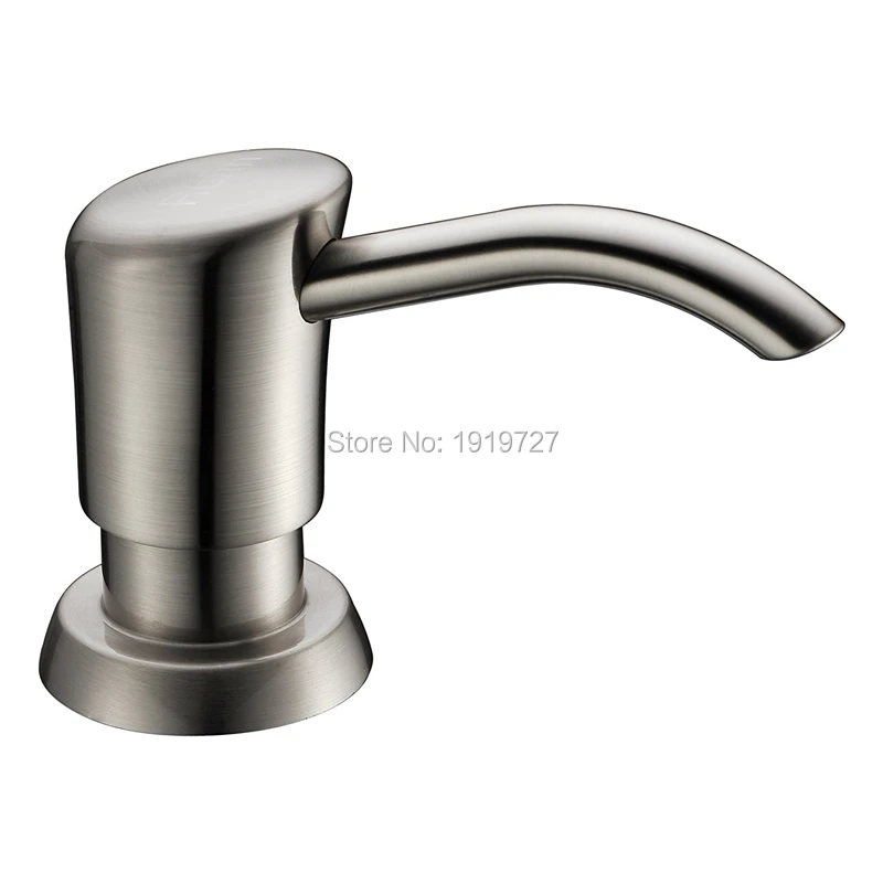 Tanie Wysokiej jakości nowoczesny dozownik mydła kuchennego Desgsin matowy nikiel ABS głowica pompy z 13 uncji butelki PET 3 Cal dyszy