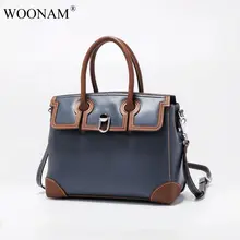 WOONAM новинки для женщин модная сумка из натуральной телячьей кожи контраст доктор Топ Ручка Сумки WB756