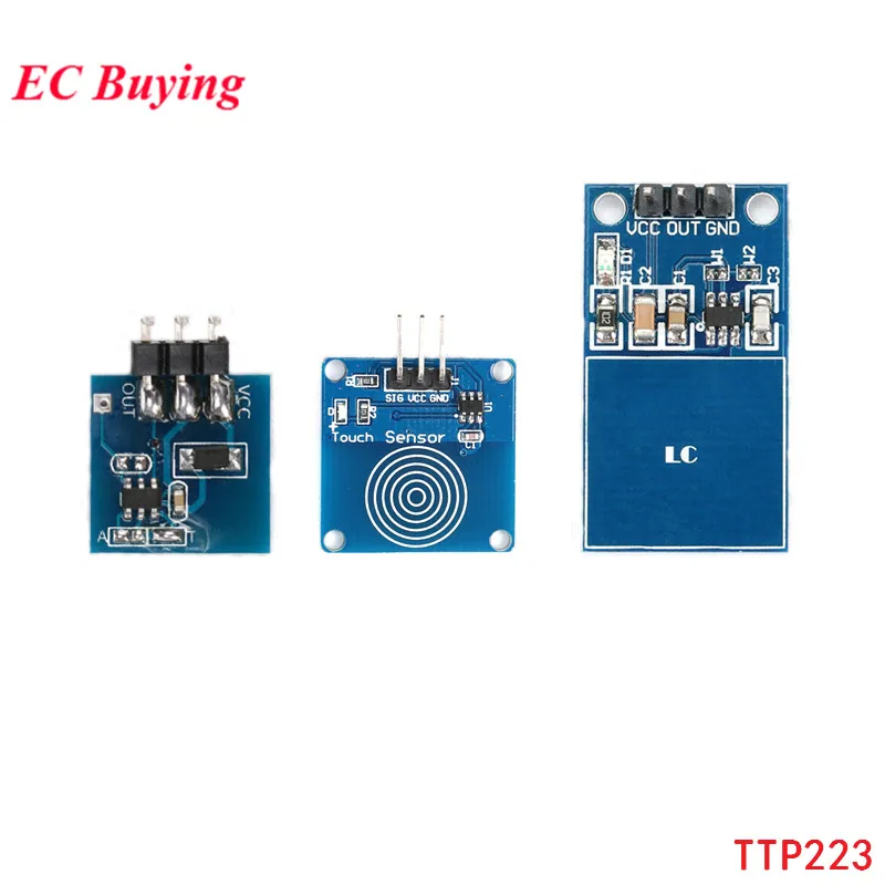 

TTP223 Sensor Module Touch Key Switch Module Touch Button Capacitive Switches Set Self-locking Jog Mode TTP223