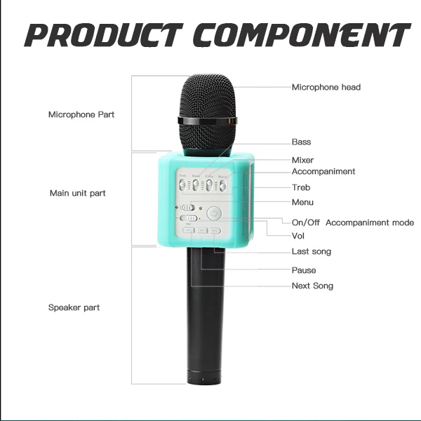 Original Brand Q9s Magic Bluetooth Karaoke Microphone Wireless Professional Player speaker With Carring Case For Iphone Android12_01 (15)