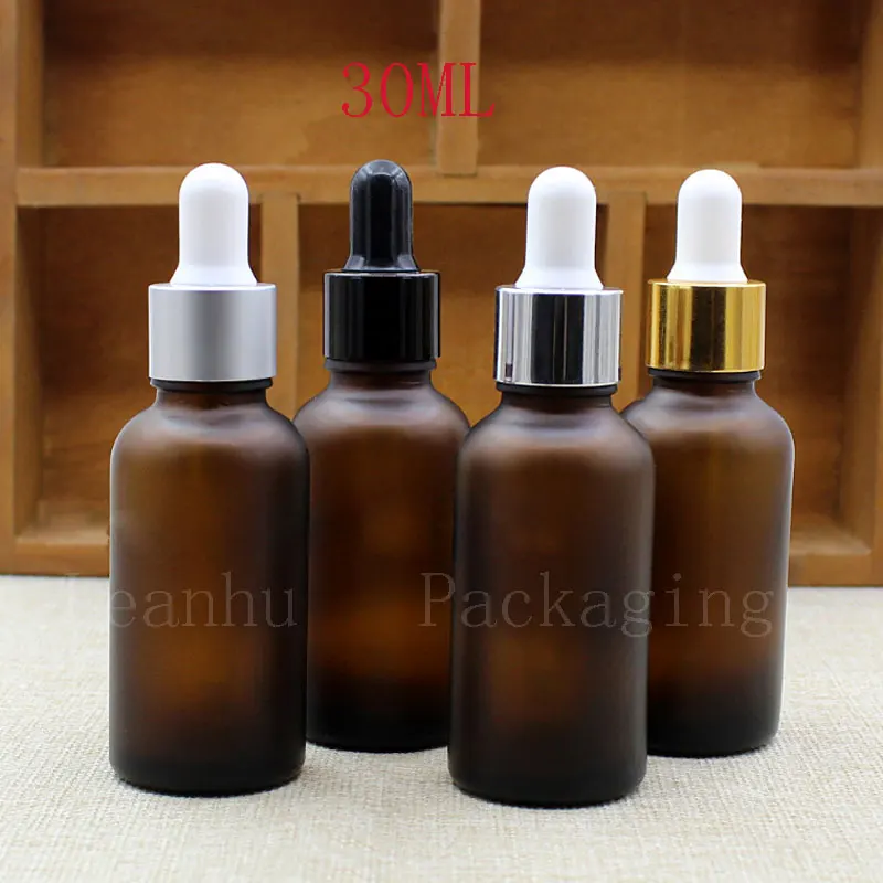 Download Brown Frosted Cosmetic Frosted Glass Bottle With Dropper,30ML Homemade Essential oil Bottle ...