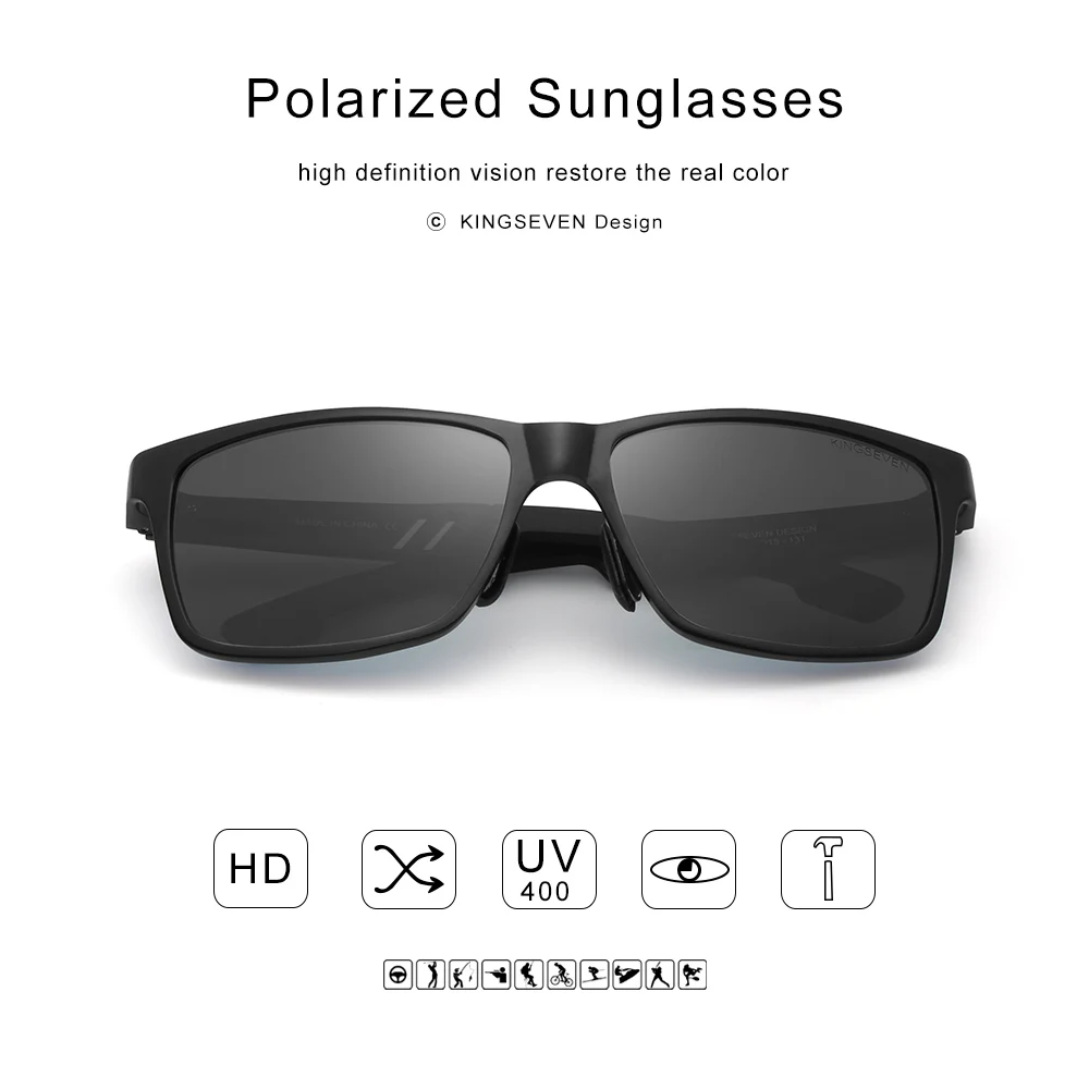 KINGSEVEN, оригинальные поляризованные солнцезащитные очки, брендовые, алюминиево-магниевые, зеркальные, мужские спортивные очки для вождения, очки Oculos De Sol