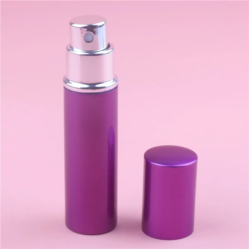 10 мл 7 цветов Мини Портативный алюминиевый многоразовый флакон духов с распылителем пустые косметические контейнеры с распылителем для путешественника - Цвет: Фиолетовый