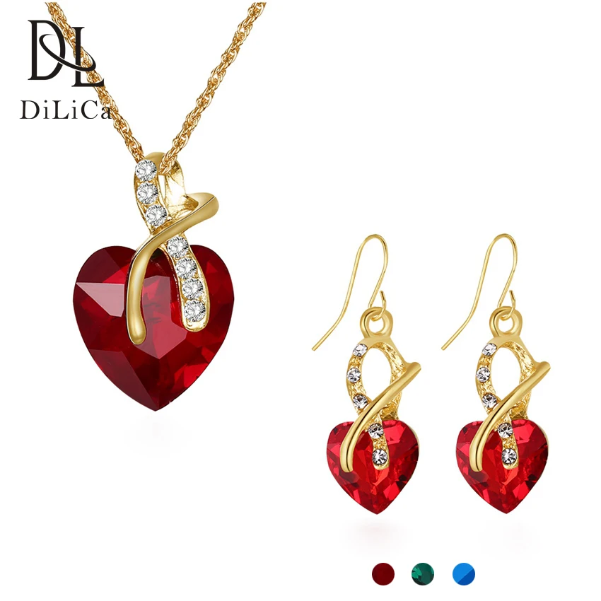 

DiLiCa Fashion Jewelry Sets Women Rhinestone Crystal Necklaces&Pendants Earrings Set Wedding Party Jewelry parure bijoux femme