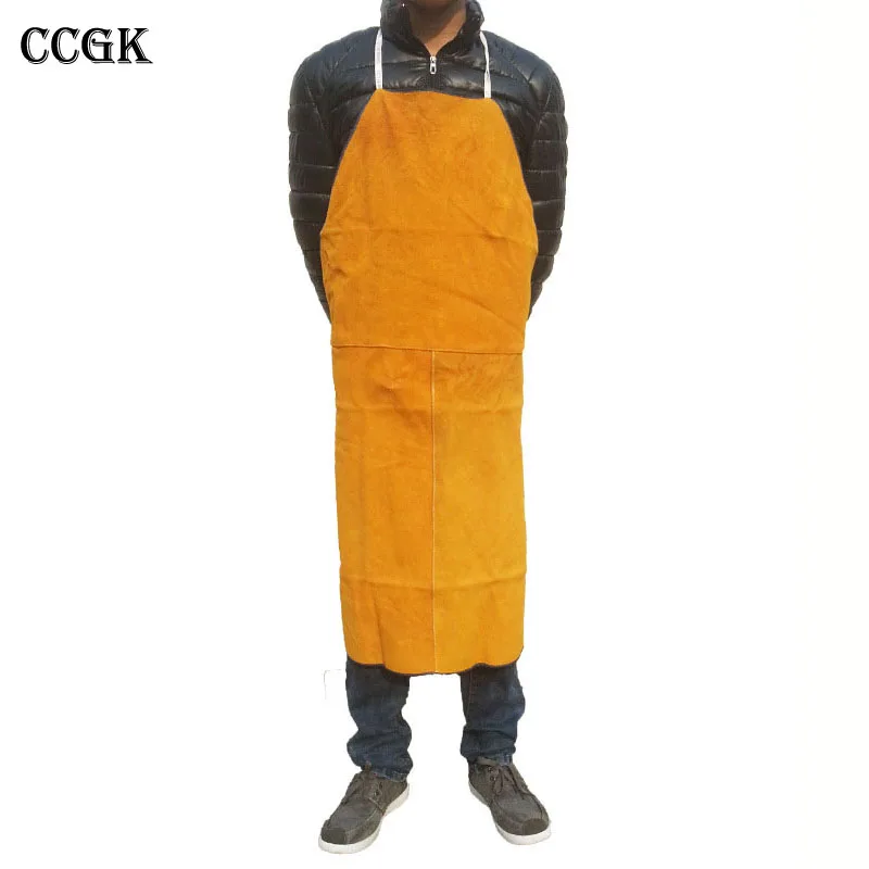 CCGK Welding Apron Cow Suede Welders Leather Safety Bib Apron Labor