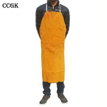 CCGK Welding Apron Cow Suede Welders Leather Safety Bib Apron Labor Working Protective Clothing Heat Resistant Fire-resistant
