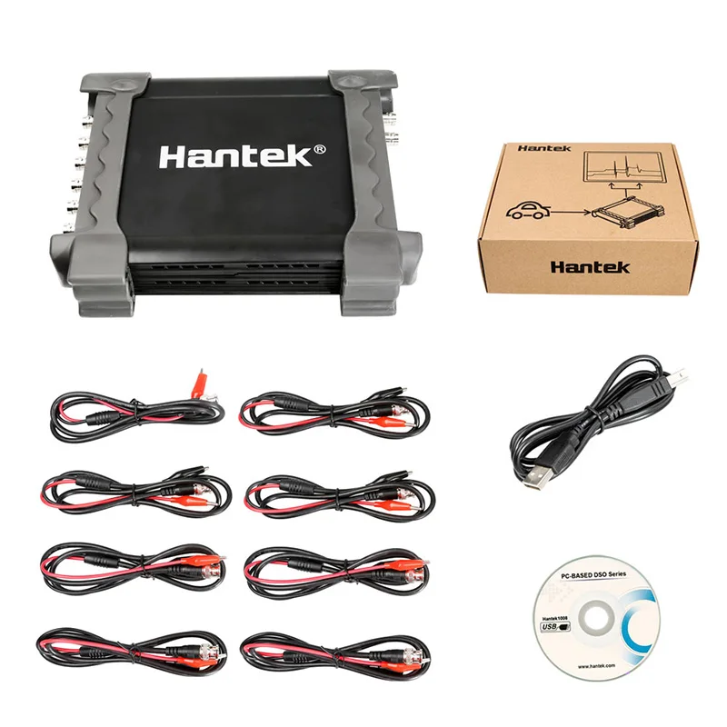 Hantek 1008A PC USB осциллограф 8CH автомобильный диагностический автоматический прицел/DAQ генератор 2.4MSa/s 4K Глубина USB 2,0 интерфейс