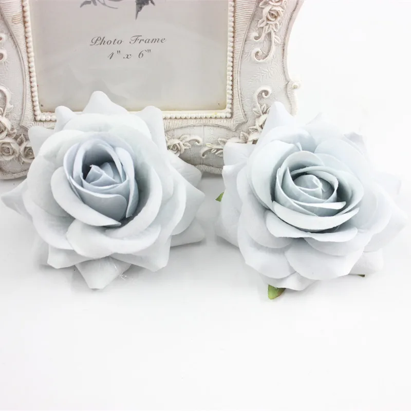 6 шт. simulacao big borda rosas DE tecido DE Seda com flores Nenhum sapatos DE sapatos chapeus do casamento 8 см - Цвет: Light grey