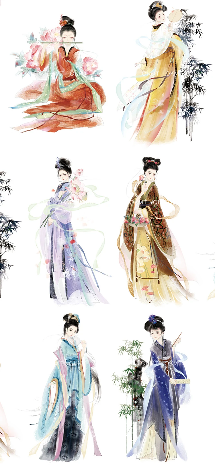 Васи лента Китайская классическая красота девушки Японский декоративный клей DIY маскирующая бумага лента Этикетка наклейки дневник