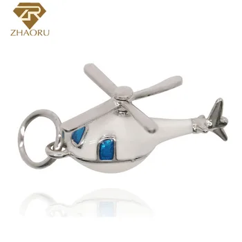 

Zhaoru 925 Sterling Silver Enamal Helicopter Pendant Charm Fit Bracelet & Bangle & Necklace DIY Jewelry Charm ZP2555