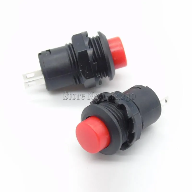 10PCS Mini Small Round Button Red Self locking Push button Switch