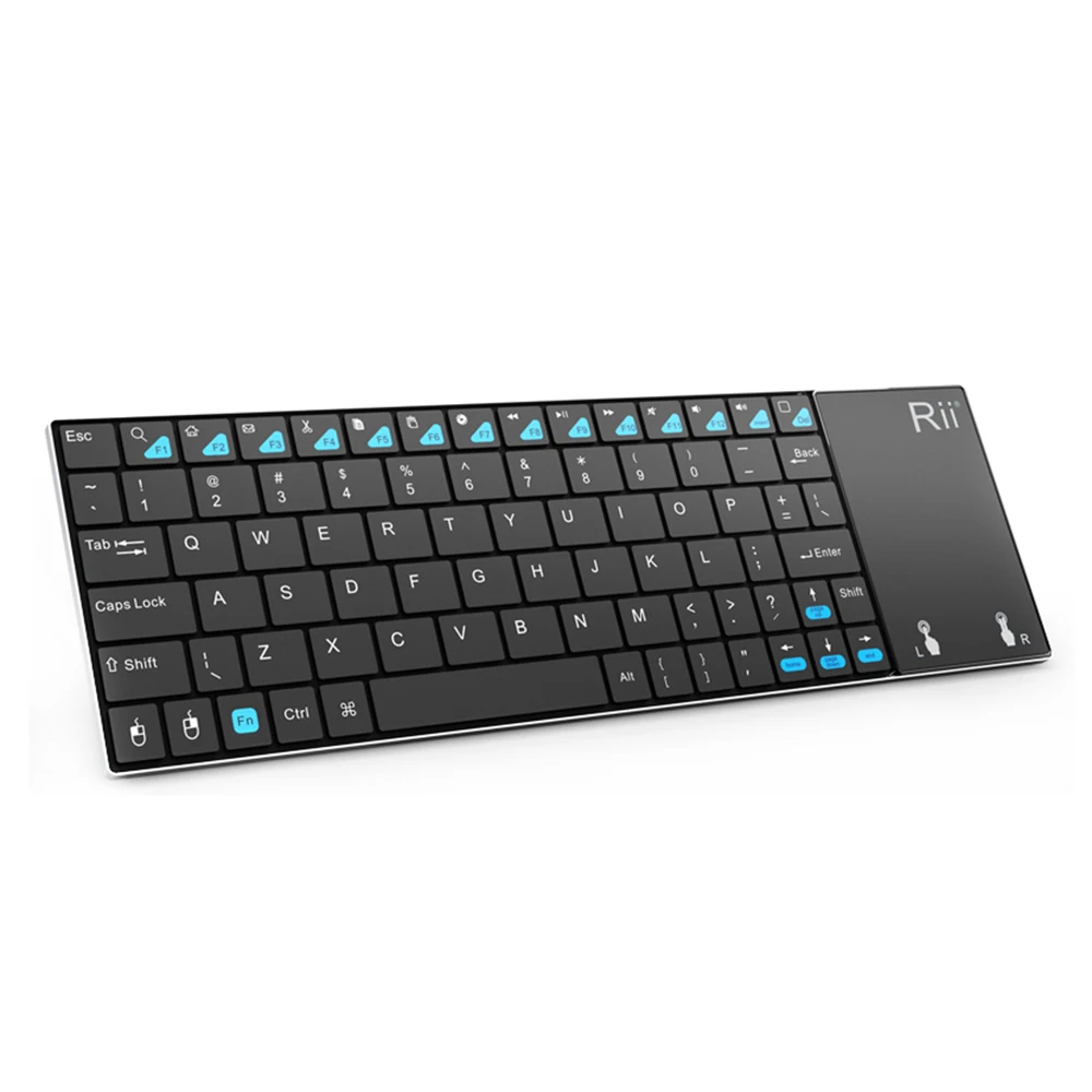 Riitek Rii K12+ мини беспроводная клавиатура с тачпадом алюминиевая Qwerty клавиатура 2,4G или Bluetooth клавиатура проектор аксессуары