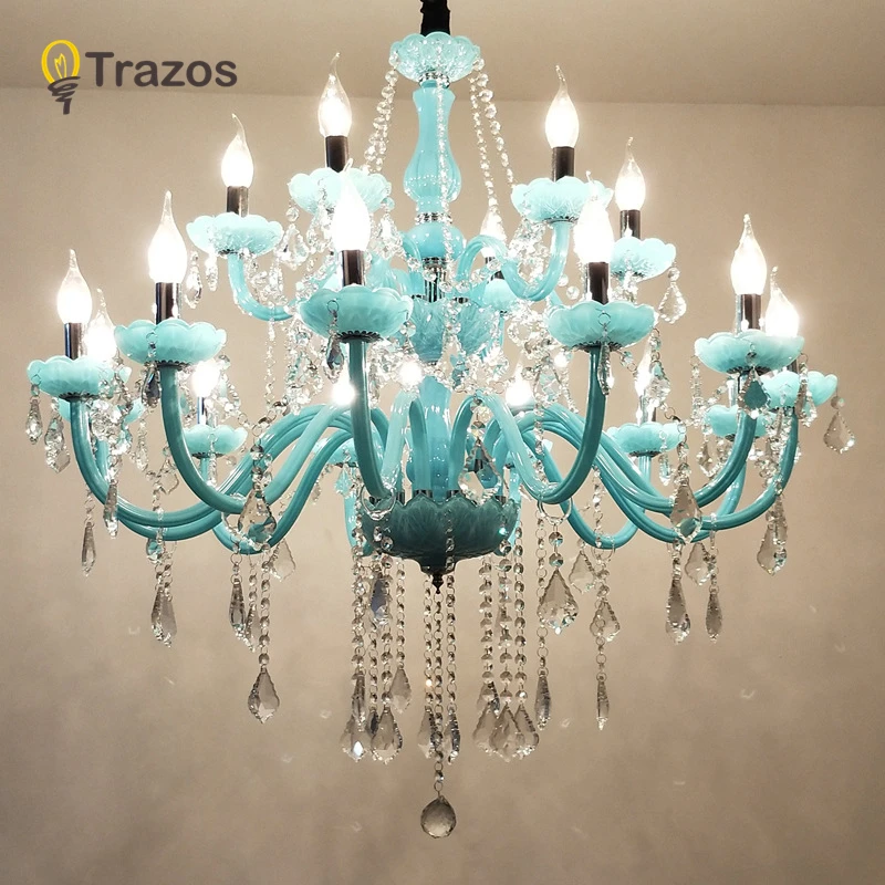 

Modern Pendant Lights crystal Dining Room Art Pendant Lamps Hanging Lamps Restaurant Bar Cafe Home Blue Lighting Holder