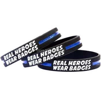 

300pcs Real Heroes Wear Badges Thin Blue Line silicone wristband rubber bracelets free shipping by DHL express