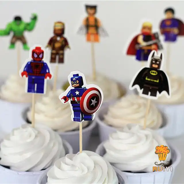 24pcs Lego The Avengers Superman Batman Iron Man Cake Toppers