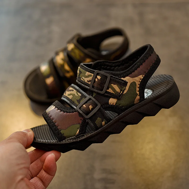Детские сандалии модные камуфляжные мальчиков пляжная обувь детские сандалии спорт из искусственной кожи для маленьких мальчиков