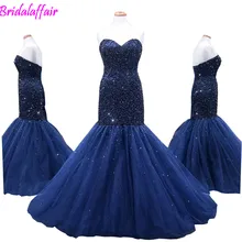 Vestito Da Sera делла реале Sirena Ha Bordato Cristalli Donne Africane темно-Blu Abiti да сывороток Formale вечернее платье