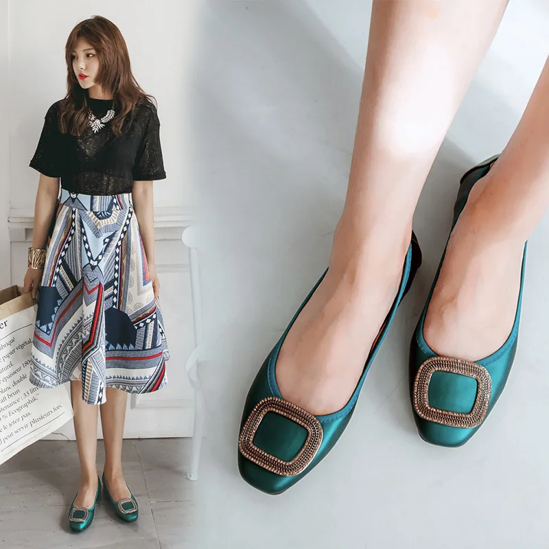 

ZHENG PIN JIA REN 2017 Summer New Women's Flat Shoes Square Buckles Single Shoes Comfortable Soft Bottom Women's Shoes.