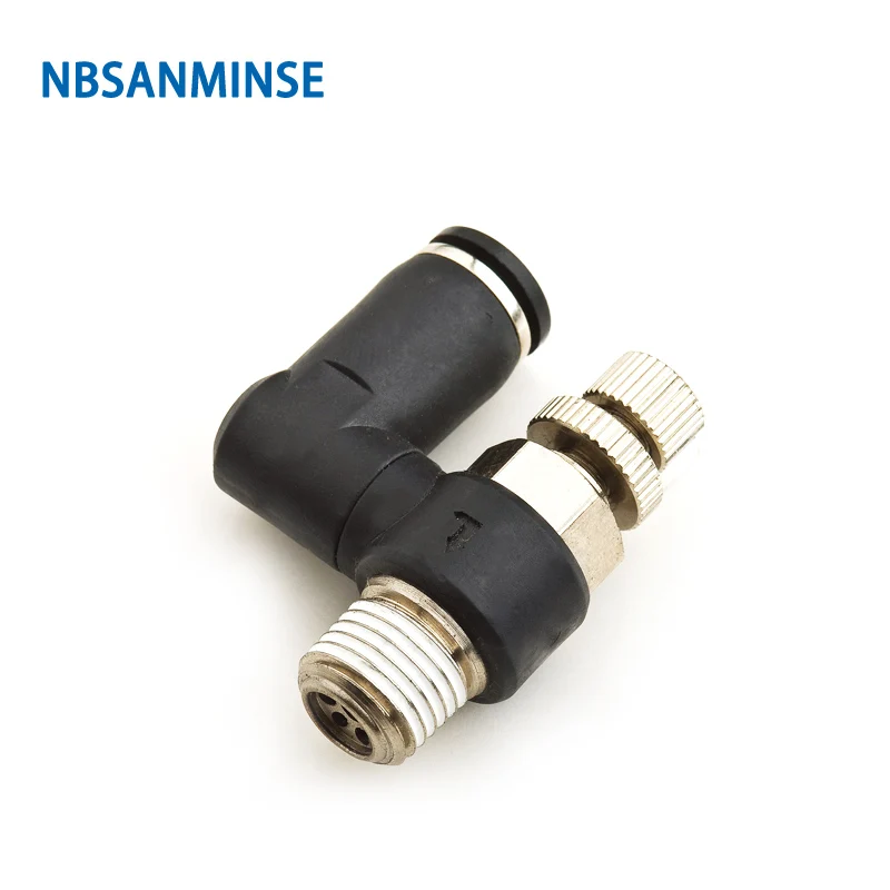 

Free Shipping 10Pcs / Lot SS Male Thread Pneumatic Air Speed Throttle Flow Control Valve Fittings Swivel Connector Sanmin