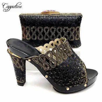 

Capputine Hot Sale Woman Pumps Slipper Shoes And Purse To Match Set Summer Decorated With Rhinestone Shoes And Bag Set For Party