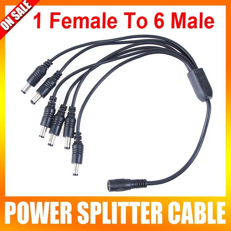 

6 In 1 Power Splitter Cable Adapter For CCTV DVR Camera Cable CCTV Cable