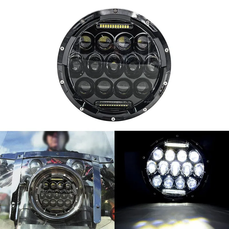 Black 7 Inch Round 75W Cree LED Headlights for Jeep Wrangler JK TJ Harley Davidson Hummer