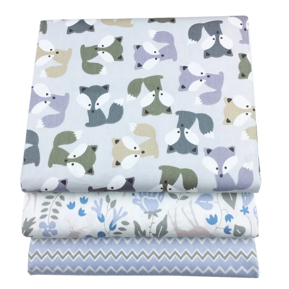 

Syunss Gray Fox Waves Floral Printed Cotton Fabric DIY Tissue Patchwork Telas Sewing Baby Toy Bedding Quilting Tecido The Cloth