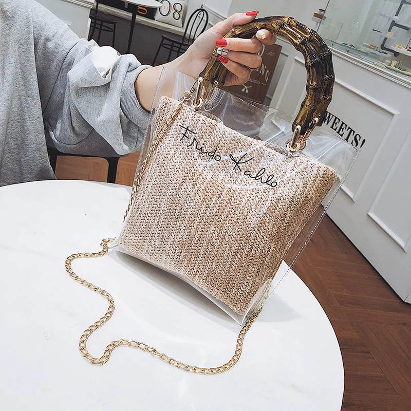 

Transparent Jelly Master Bag, Single Shoulder PVC Chain Handbag, Large Capacity Braided Slant Bag