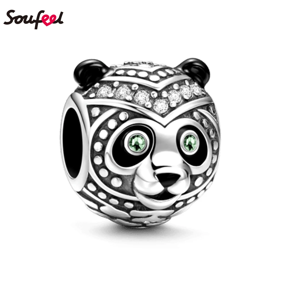 

SOUFEEL Talisman Simple and Lovely Panda Silver Charm with Swarovski Crystal Elephant Fox Cute Animals Charms