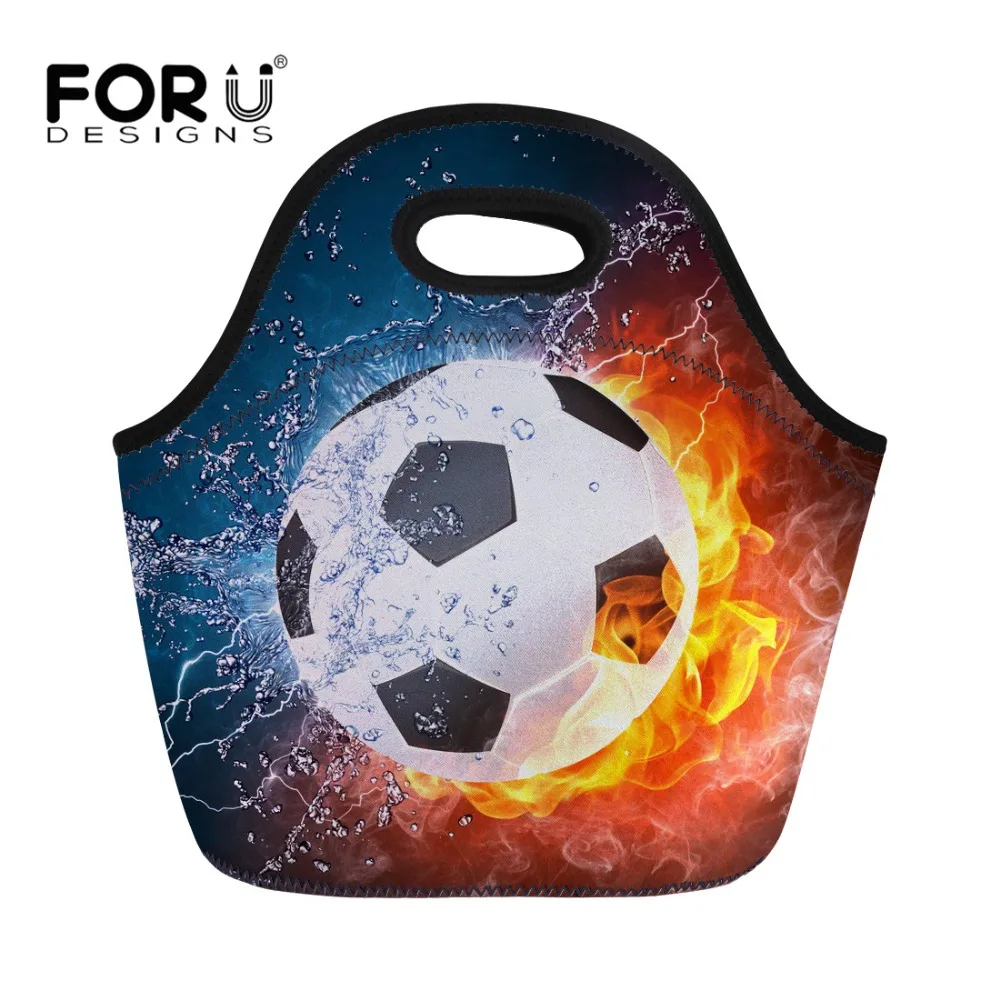FORUDESIGNS 2018 Foot ball Pattern Neoprene Lunch Bag for Kid Women Snacks Tote Portable Insulated Cooler Lunchbox Bolsa Termica | Багаж и