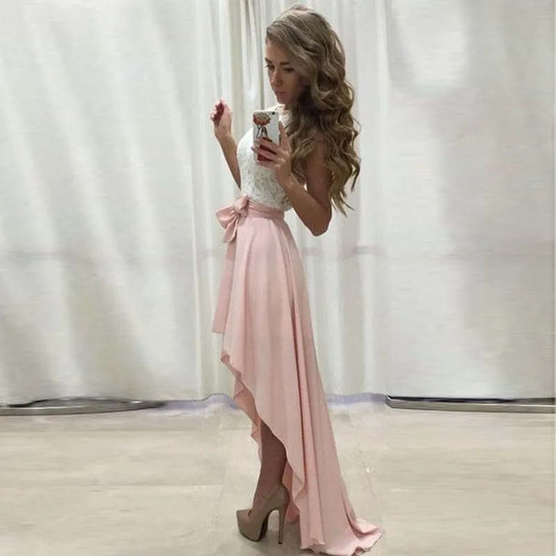 Модные летние юбки женские рюшки Талия, длиной в Пол высокая низкая юбка розовый шифон Асимметричная юбка