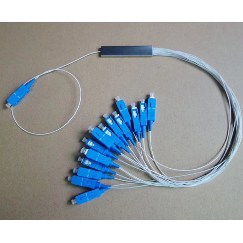 

10pcs 1x16 PLC Fiber Splitter, Mini Module, 900um, SC/UPC Optical Coupler SC Singlemode simplex Steel Pipe plc optical splitter