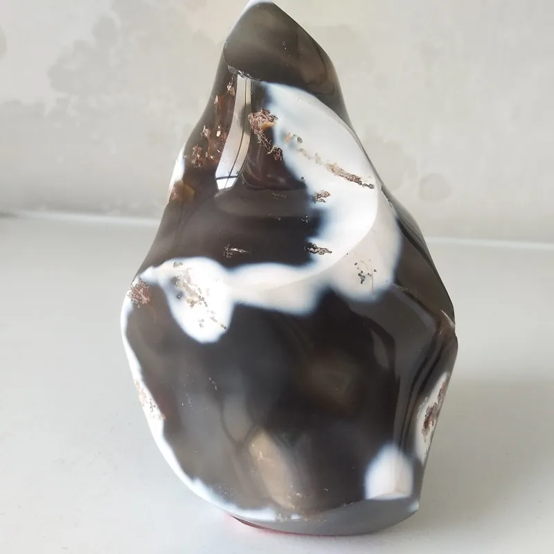 A natural shark agate stone flame decorated stone ice cream feng shui jaws agate crystals Healing stones