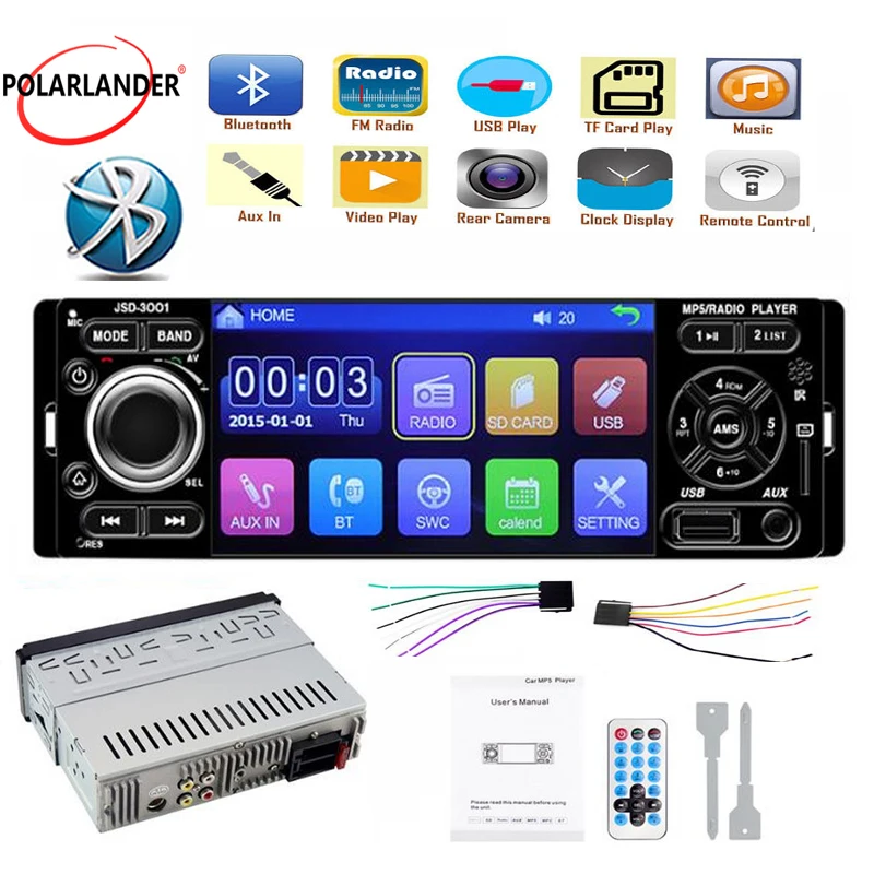 

Mirror Link for Andriod Microphone 4" 1 Din Car MP5 Player Bluetooth Touch Screen 12V DC Rear view camera Stereo Car Radio