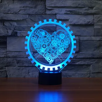 

3D LED Night Light Gear Love Heart USB Touch Switch Steampunk Style Heart Table Lamp Luminaria de Mesa Home Decor Gift Toy